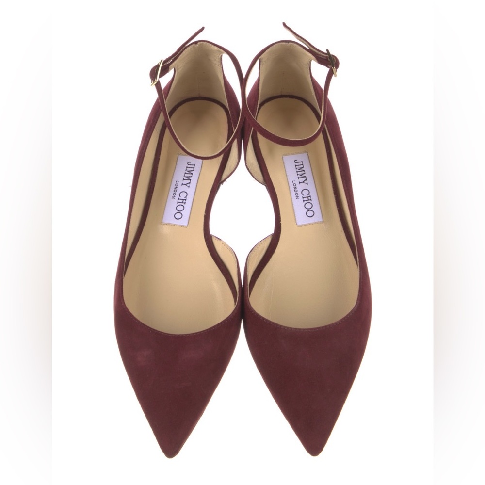 Jimmy Choo Lucy Suede Half-d'Orsay Flat in Bordeaux